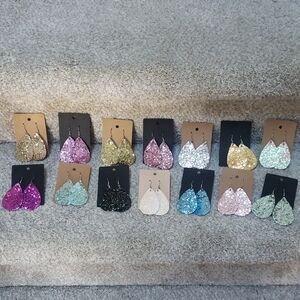 Glittering Teardrop Earrings Set Of 14